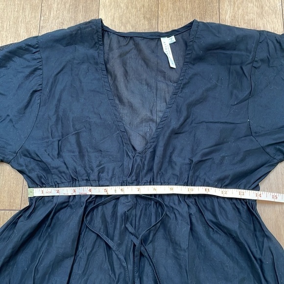 Seafolly swim beach coverup black elastic waist embroidery sleeves and trim sz M - Picture 10 of 13